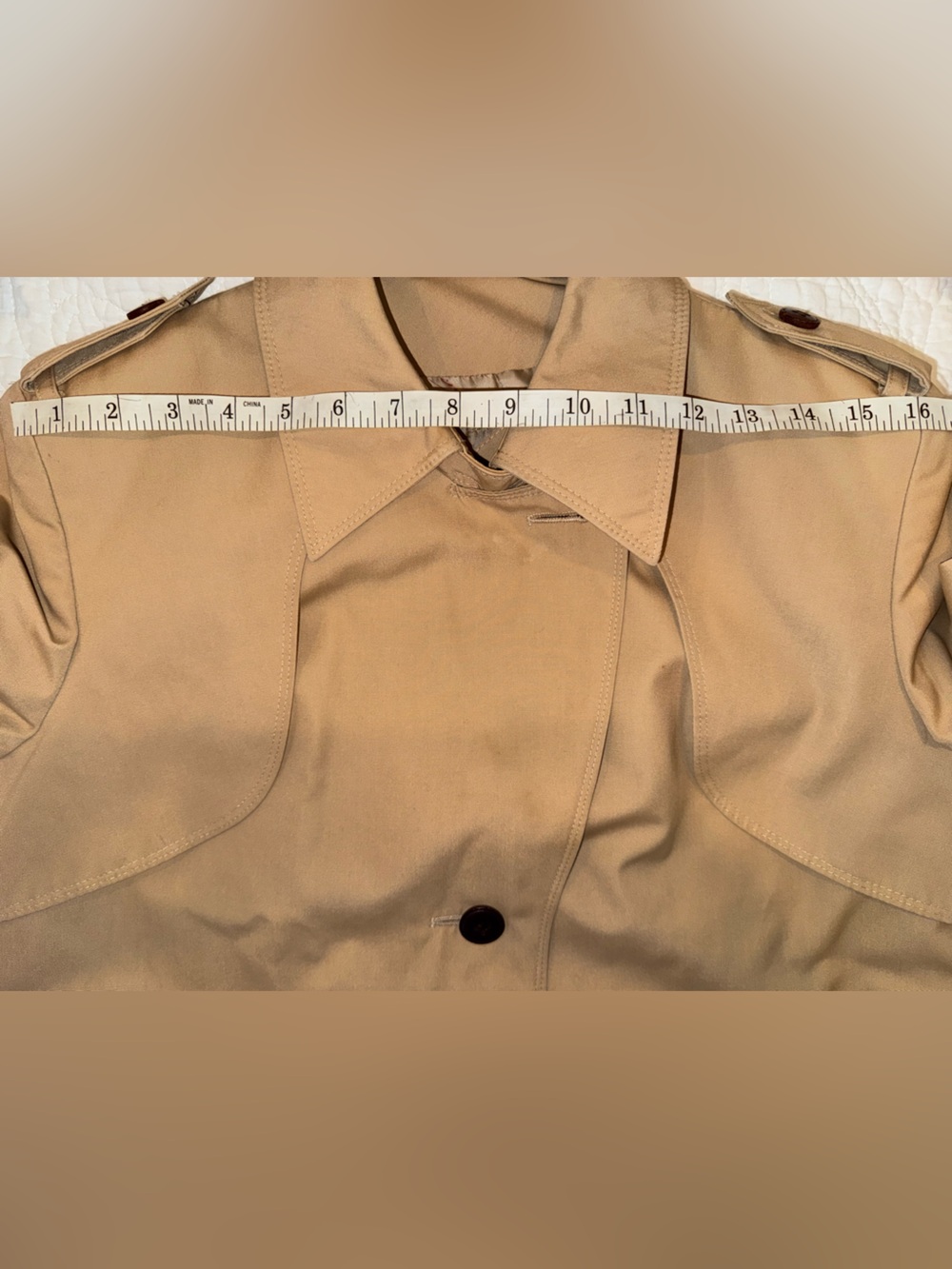 Vintage Etienne Aigner USA Tan Belted Trench Coat Leather Trim Medium - Picture 10 of 14